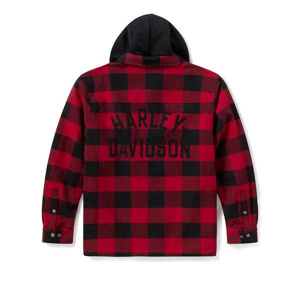Giacca-camicia con cappuccio Harley-Davidson® Traveler- Deep Red & Harley Black